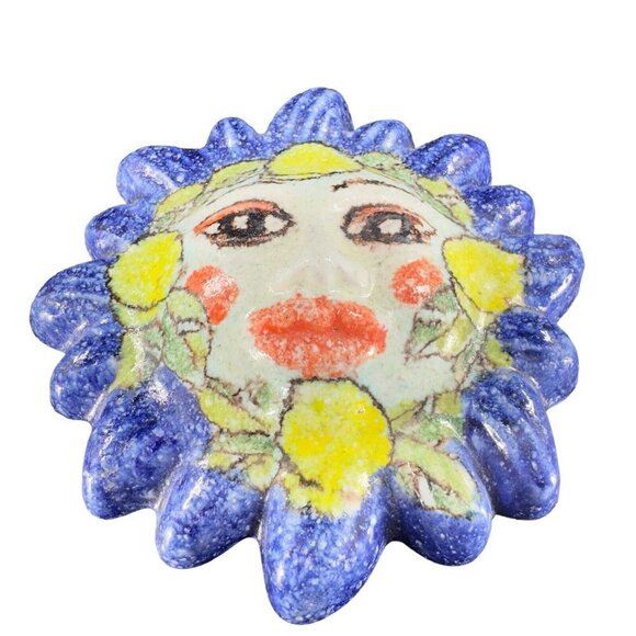 Italian Art Pottery Sun Figural Anthropomorphic Figure Hand Made Signed Pesitano - Picture 10 of 12